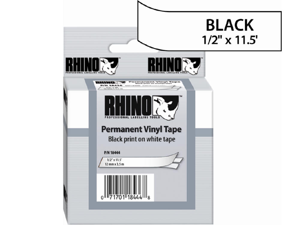 Newell-Dymo Rhino 1/2 Vinyl Lbl 12Mm Wht