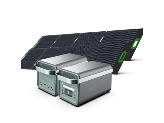 2000W Solid State Portable Power Station + 2X200 Watt Solar Panel