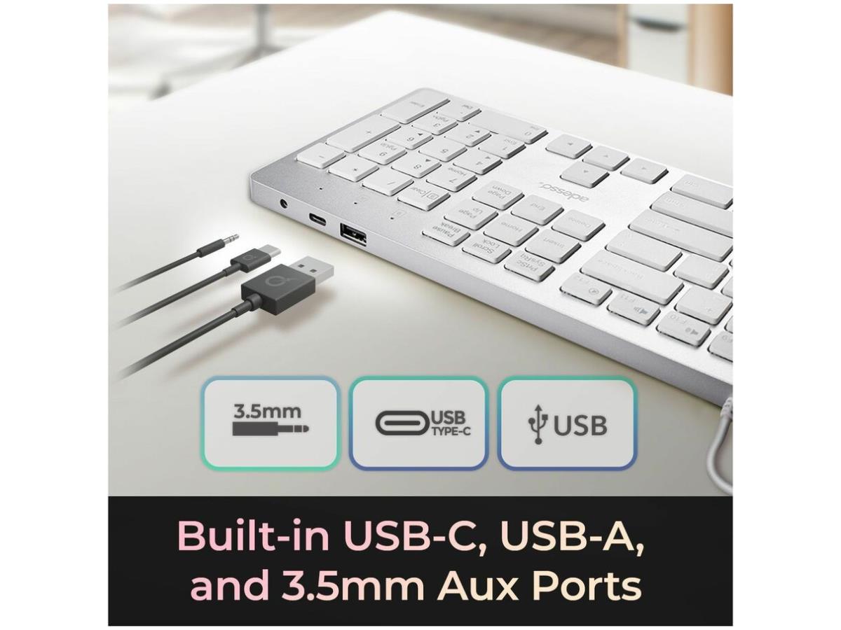 Clavier de bureau Adesso Multi-Os à ciseaux (blanc)