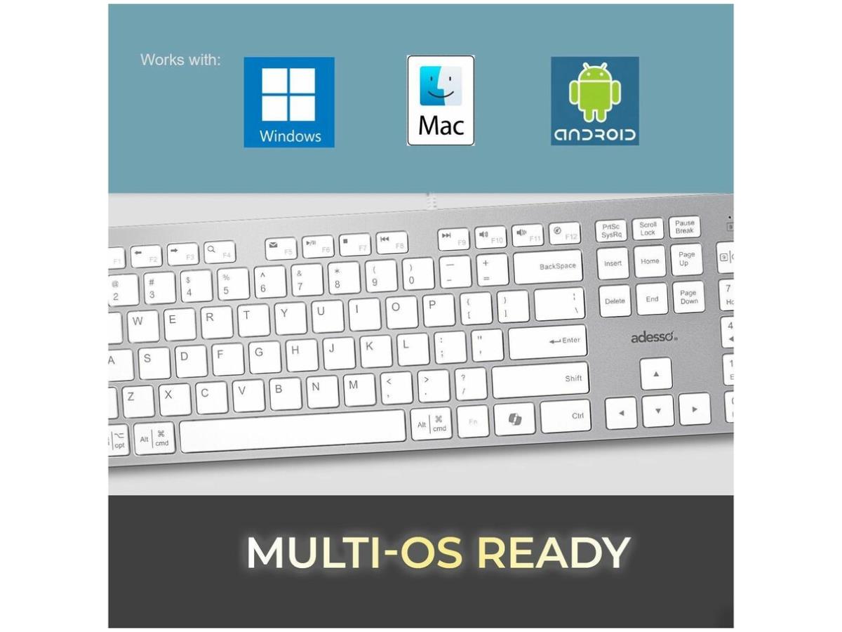 Clavier de bureau Adesso Multi-Os à ciseaux (blanc)