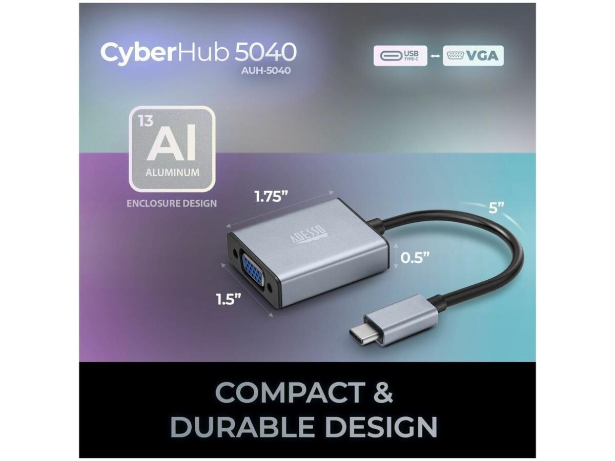Adesso Usb C To Vga Adapter @1080P/60Hz (AUH-5040)