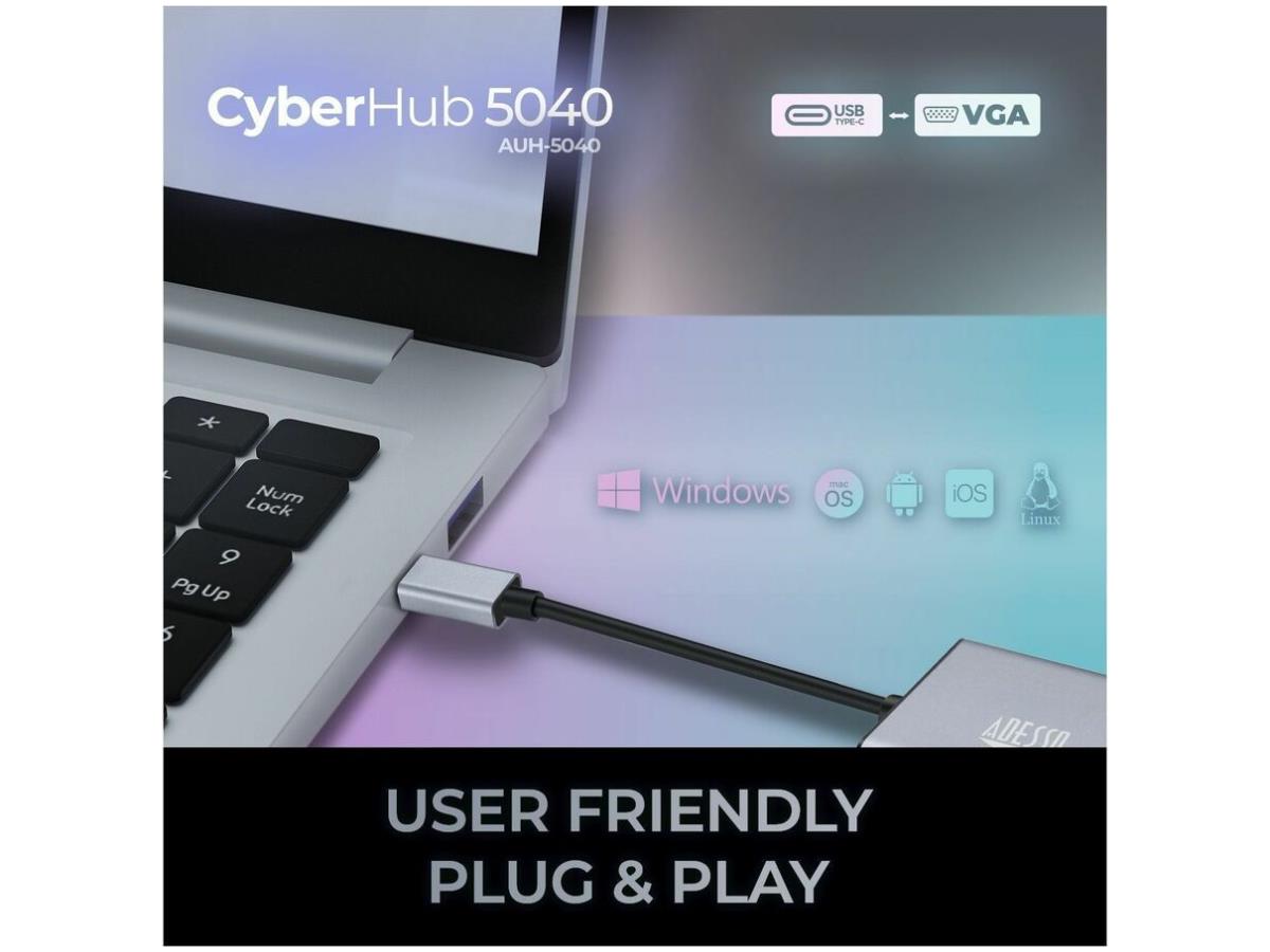 Adesso Usb C To Vga Adapter @1080P/60Hz (AUH-5040)
