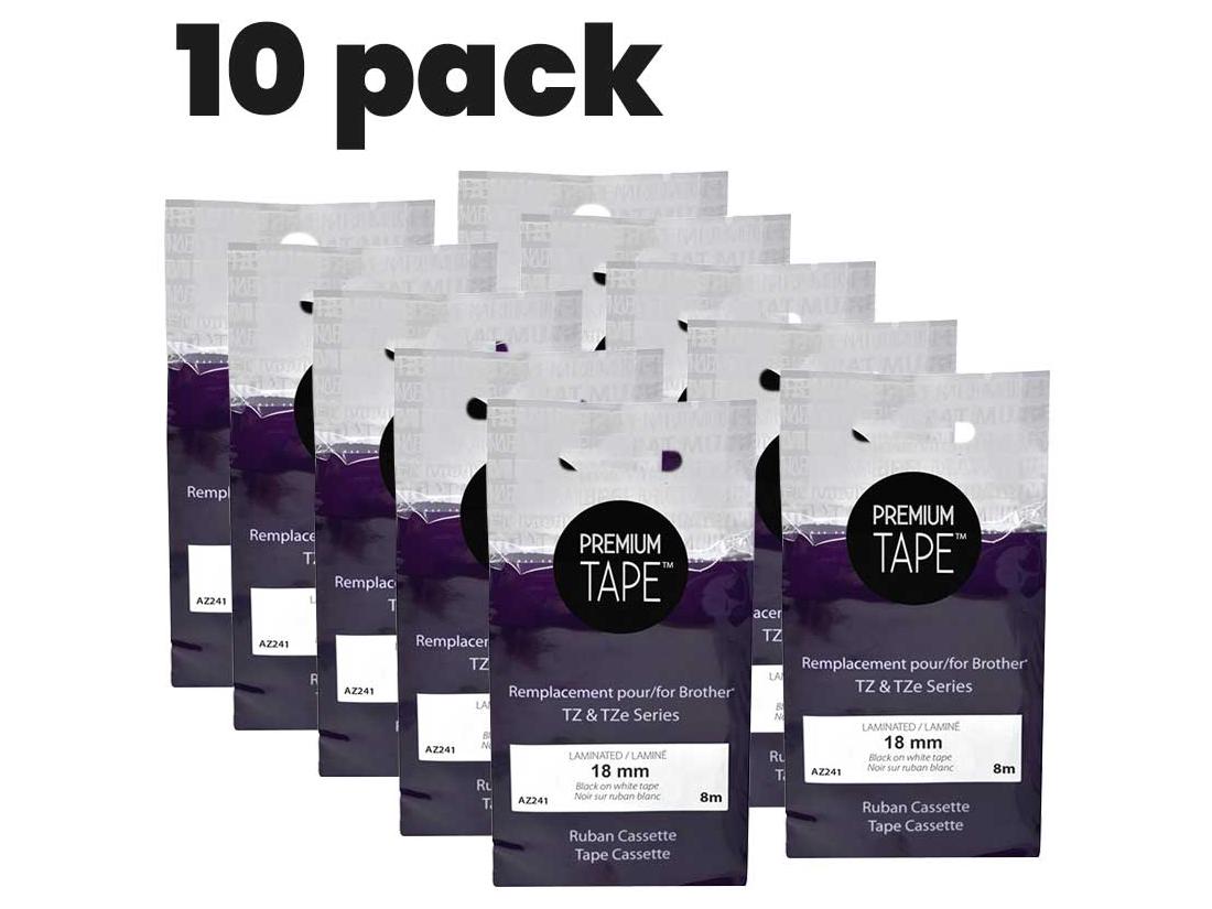 Cartouche d'encre Nu-Tone Brother Tze-241 noir/blanc 18 mm compatible