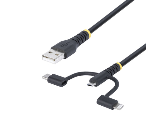 Cable USB resistente de carga múltiple Startech de 1 m (3,3 pies), USB a Lightning
