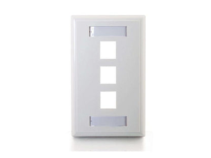 C2G 3-Port Keystone Wallplate Wht