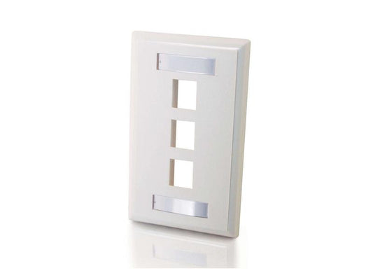 C2G 3-Port Keystone Wallplate Wht