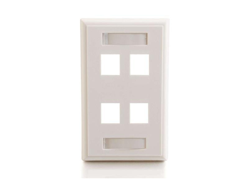 C2G 4-Port Keystone Wallplate Wht