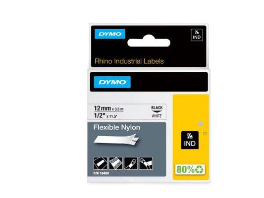 Étiquette en nylon souple blanche Newell-Dymo Rhino