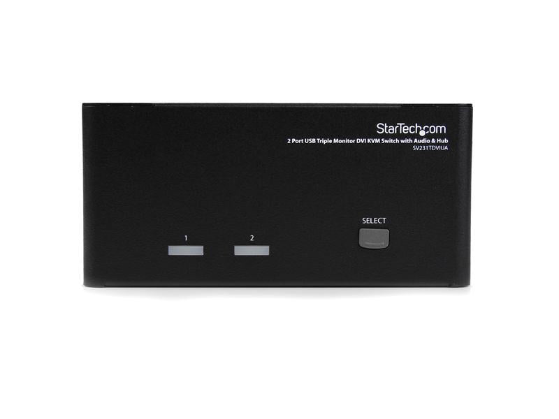Startech.Com Conmutador KVM USB DVI de 2 puertos para triple monitor con audio y