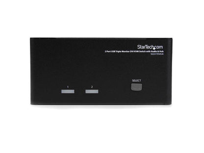 Startech.Com Conmutador KVM USB DVI de 2 puertos para triple monitor con audio y