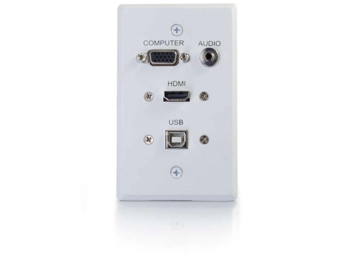 C2G Single Gang WP HDMI VGA USB 3,5 mm - Blanc