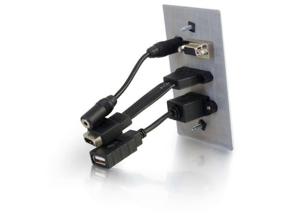 C2G Single Gang WP HDMI VGA USB 3,5 mm - Blanc