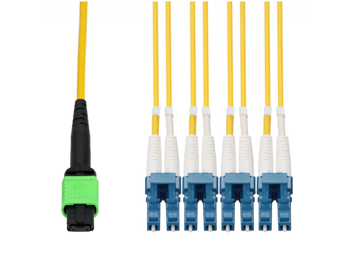 Cable de distribución amarillo adicional de 10 M MPO a 8 XLC OS2