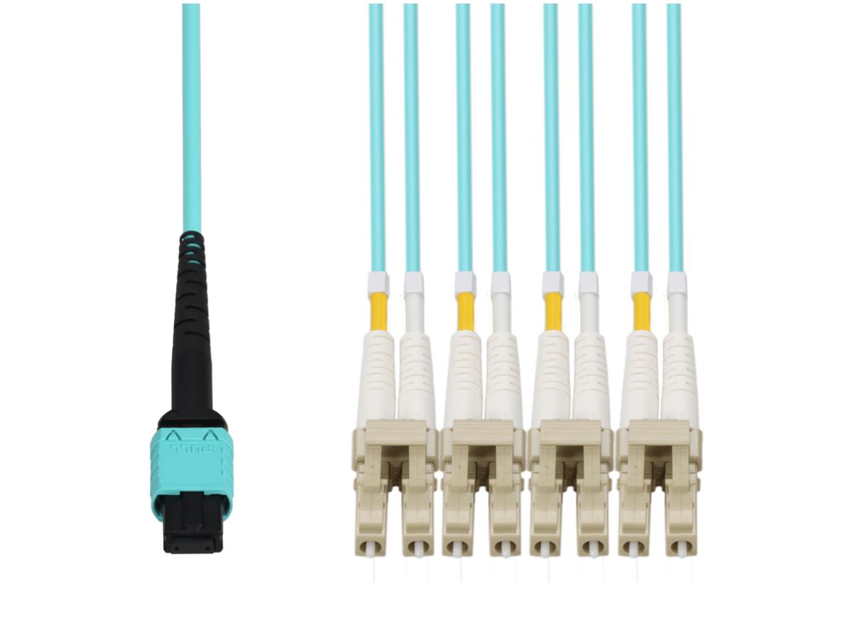 Cable de distribución de fibra óptica adicional Mpo/8Xlc F/M Aa OM4 de 15 M