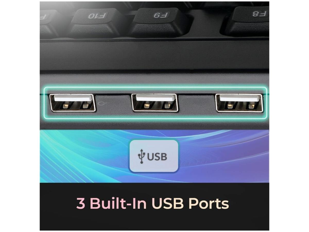 Adesso AKB-132HB Multimedia USB Keyboard with 3 Hubs, Black