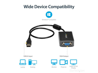 Adaptador USB 2.0 a VGA, convertidor de monitor USB a VGA para Windows.