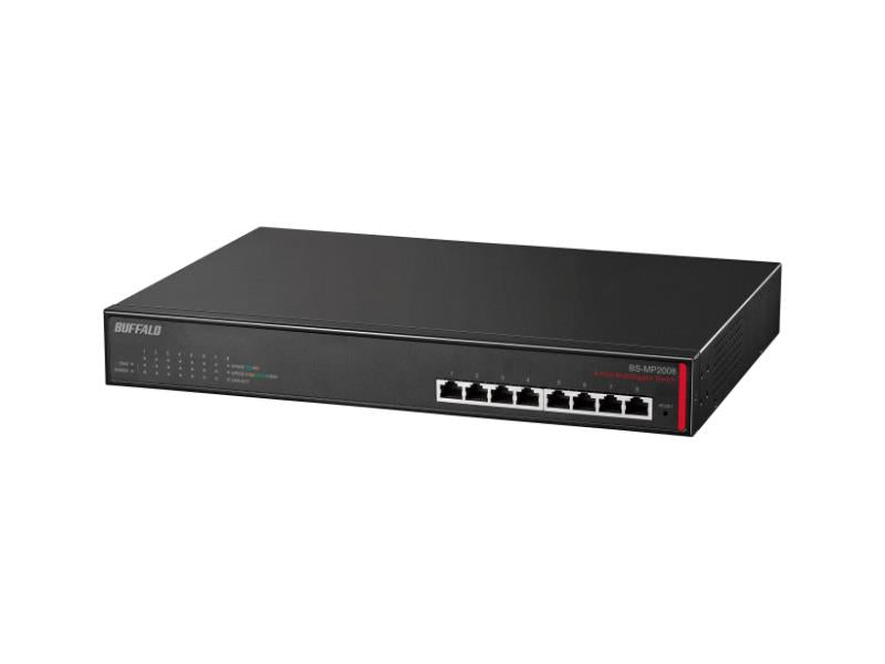 Buffalo Gigabit Unmanaged Poe Switch 8-Port Metal Chassis Lifetime