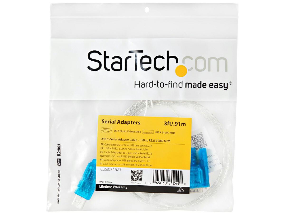 Startech.Com 3Ft Usb To Rs232 Db9 Serial Adapter Cable - M/M - Ser