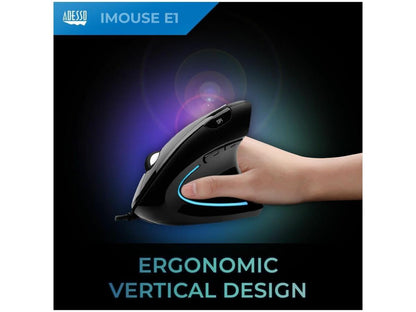 Adesso Vert Ergo Mse 3 Btn Switch Dpi Usb Noir