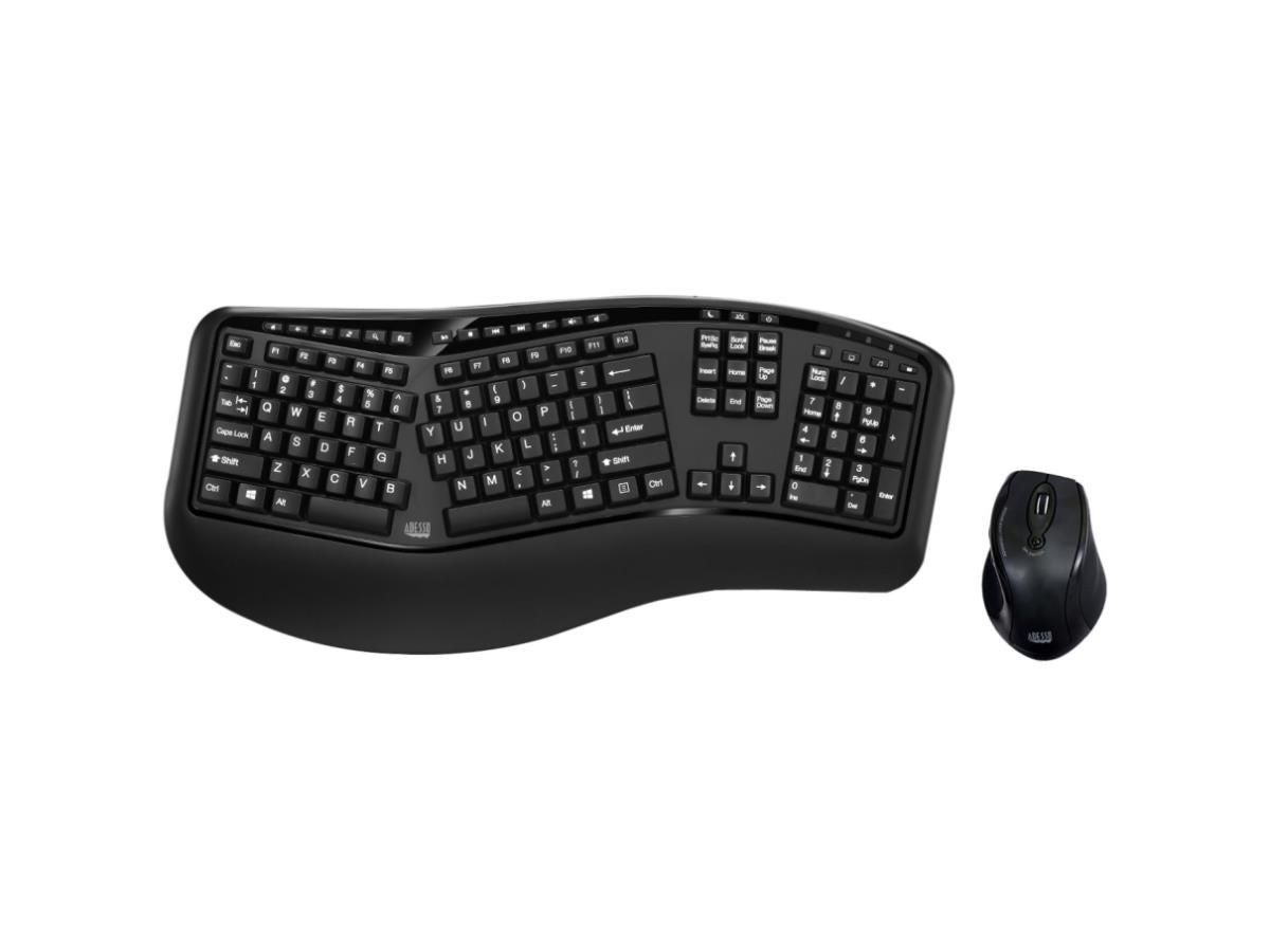 Digitizers Keyboard Adesso Tru-Form 1500 Wireless Ergonomic Keyboard and Laser Mouse (WKB ...
