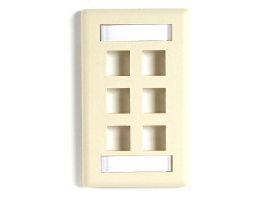 Plaque murale en plastique Black Box Corp, simple, 6 ports, clé