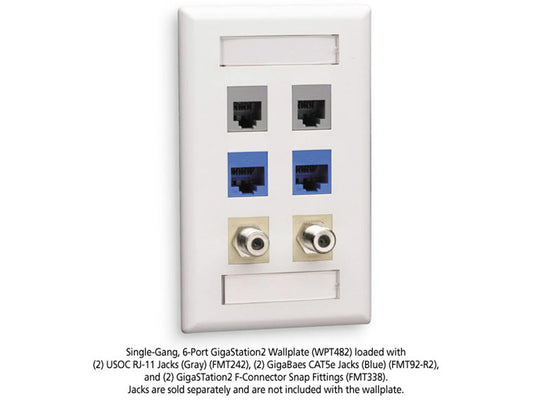 Plaque murale Black Box Corp Tion2, 6 ports simple calibre Wpt482