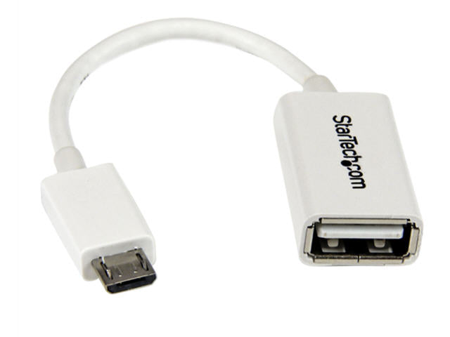 Adaptador host micro USB a USB OTG Startech.com de 5 pulgadas, blanco, macho/hembra - Micrófono