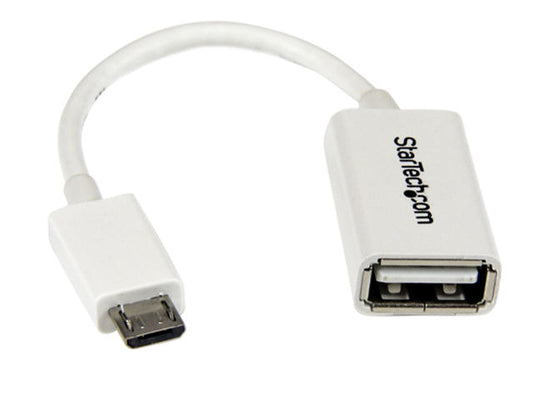 Adaptador host micro USB a USB OTG Startech.com de 5 pulgadas, blanco, macho/hembra - Micrófono