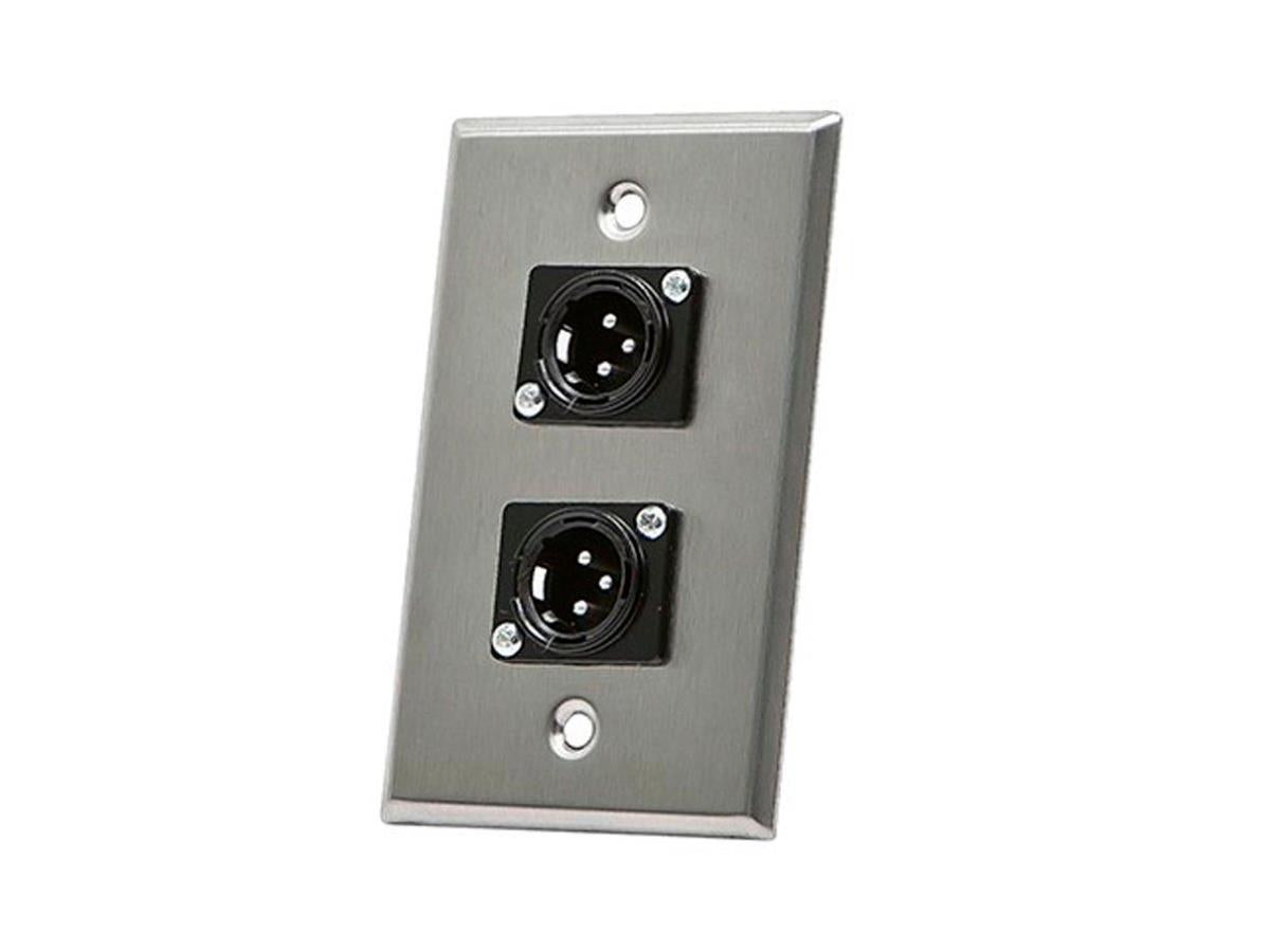 Monoprice 2-Port 3-Pin Xlr Male Zinc Alloy Wall Pl