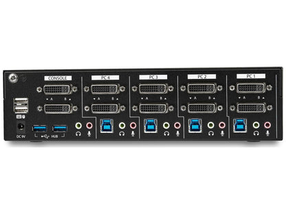 Startech.Com Conmutador KVM DVI de 4 puertos y doble monitor con doble enlace 1440P