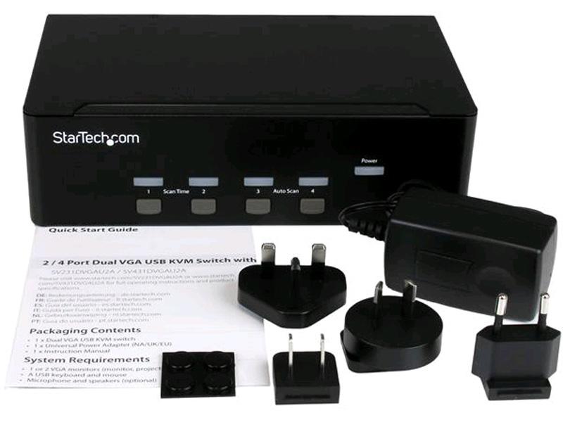 Startech.Com 4 Port Vga Kvm Switch - Dual Vga - Hot-Key & Audio Su