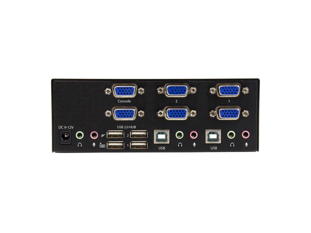 Startech.Com Conmutador KVM VGA de 2 puertos - VGA dual - Teclas de acceso rápido y control de audio