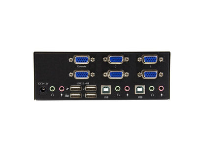 Startech.Com Conmutador KVM VGA de 2 puertos - VGA dual - Teclas de acceso rápido y control de audio