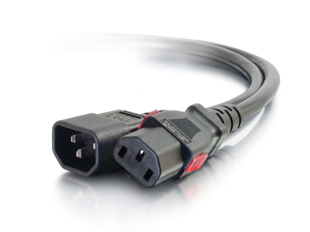C2G 2Ft Locking C14 To C13 10A 250V Power Cord Black - Power Cable