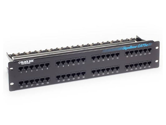 Black Box Corp Cat5E Patch Panel - 2U, Unshielded, 48-Port