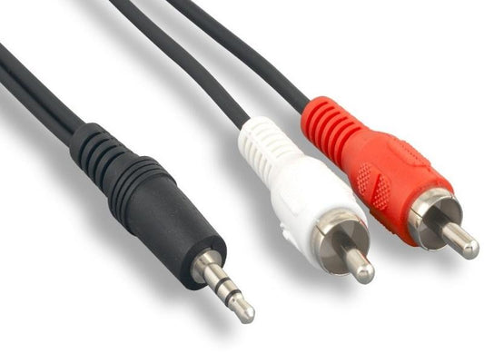 Cable Y estéreo Axiom de 25 pies de 3,5 mm a 2 conectores RCA estéreo macho