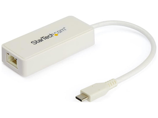 Adaptador USB C a Gigabit Ethernet con puerto USB A de Startech.Com, blanco