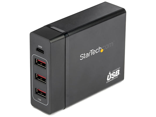 Cargador USB C para portátil Startech.Com, 60 W de potencia, 3 puertos USB-A