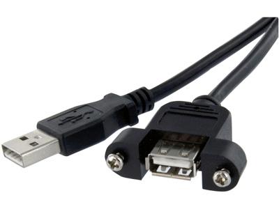 Cable USB de montaje en panel de 30 cm (A a A, hembra/hembra) - Extensión USB