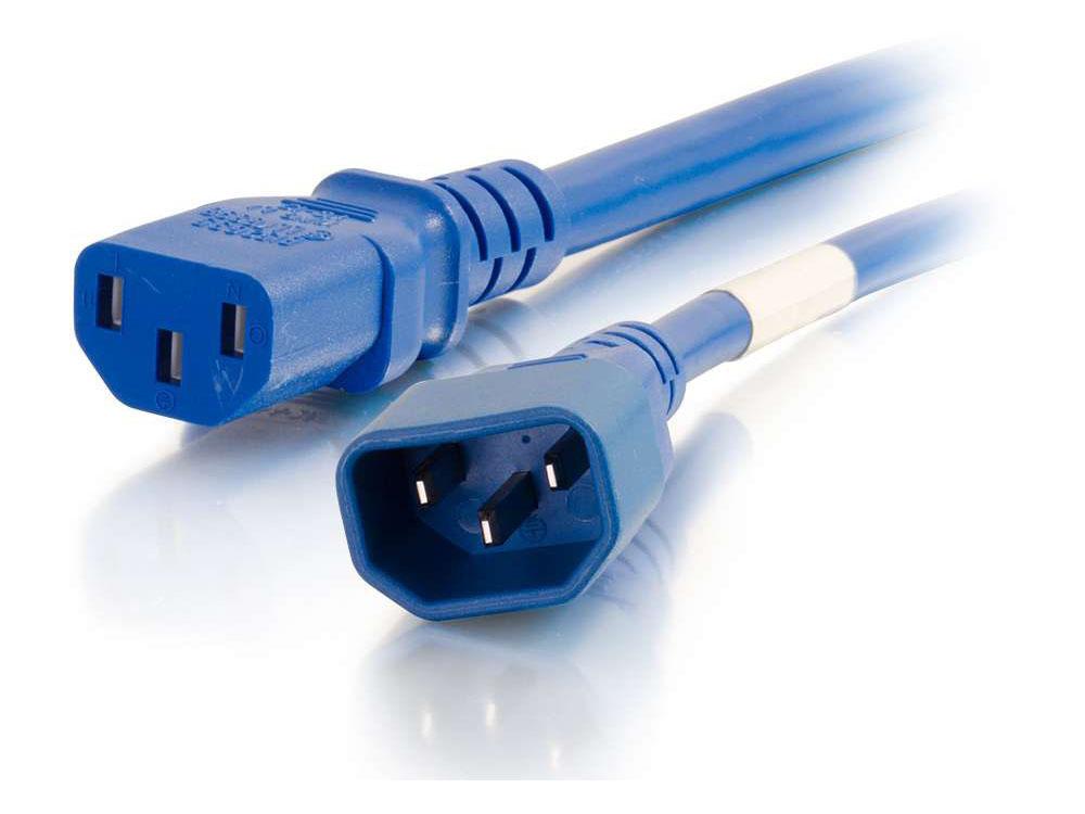 Cordon d'alimentation C2G 8 pi 18 AWG (IEC 320C14 vers IEC 320C13) - Bleu - Alimentation C