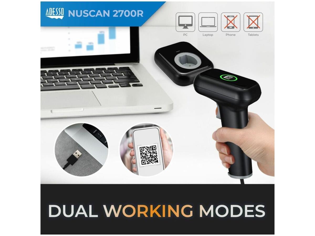 Scanner de codes-barres 2D portable sans fil