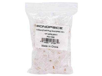 Monoprice Cat6 Plug Solid W/Insert 50U 100Pcs/Bag