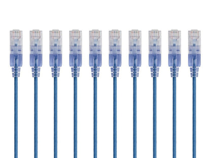 Cable delgado Cat6A Monoprice - Paquete de 10, 3 m, azul