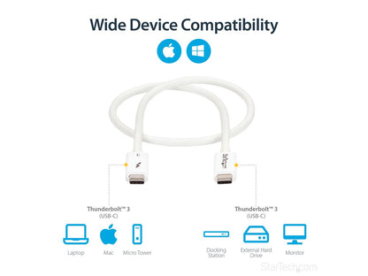 Cable Thunderbolt 3 de Startech.Com de 50 cm (1,6 pies), 40 Gbps, 100 W de potencia, 4K
