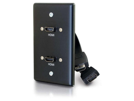 Plaque murale simple C2G avec double câble HDMI