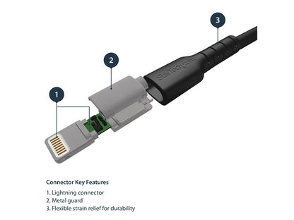 Startech.Com 3 Ft(1M) Durable Black Usb-A To Lightning Cable, Heav