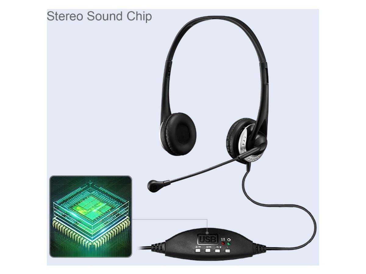 Usb Headset Adjustable Mic Earpads