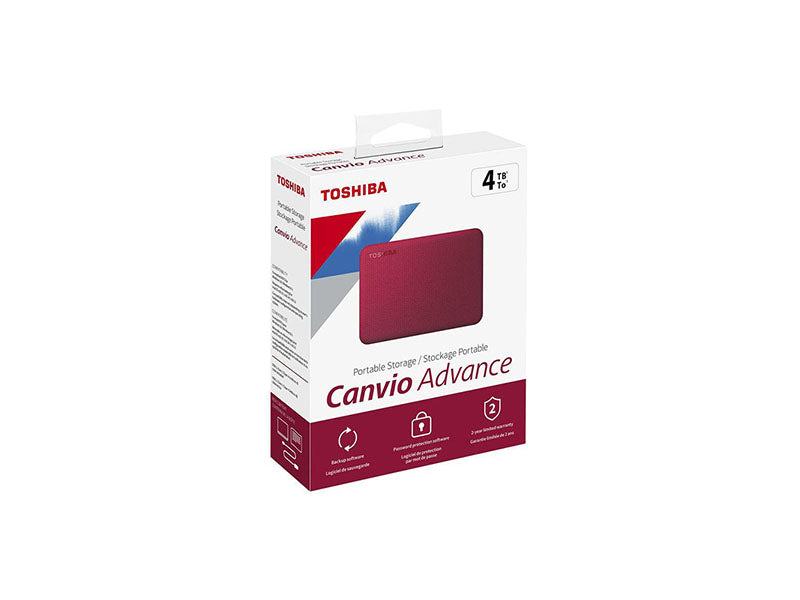 Toshiba Canvio Advance Prtbl Ext Hd/Red/4T