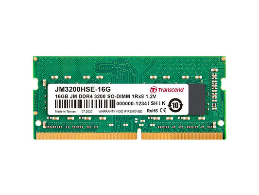 Transcend - Memoria JM DDR4 3200 de 16 GB, So-Dimm, 1Rx8, 2Gx8, Cl22, 1,2 V