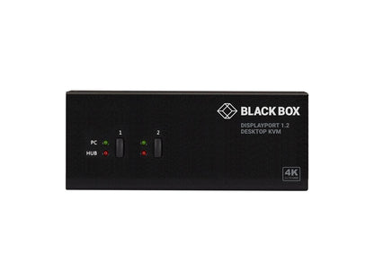 Conmutador KVM Black Box de 2 puertos, doble cabezal, DP1.2, USB3, audio, Edid